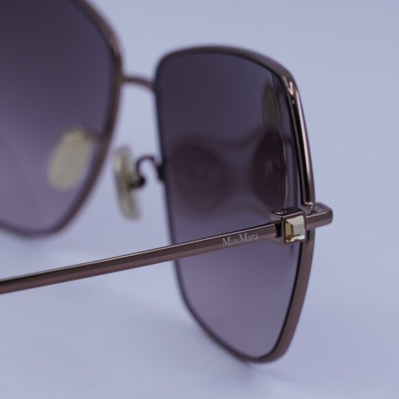 MaxMara MM0035-H 38T Sunglasses Bronze Geometric Frame, Bordeaux Lenses - Picture 10 of 11